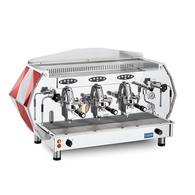 Siebträgermaschine La Pavoni Diamante Edelstahl-Rubinrot E61-Brühgruppe B-WARE