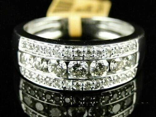 2Ct Lab Created Diamond Men's Wedding Band Ring 14K White Gold Plated Silver