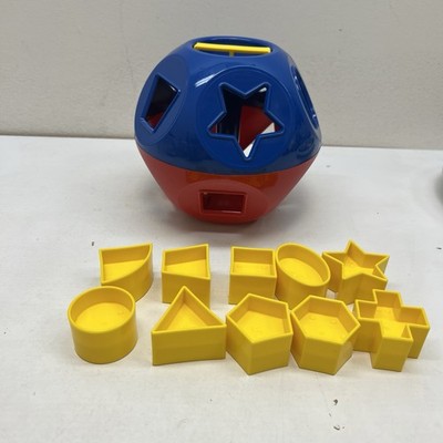 Tupperware Shape-O-Ball Shape Sorter Toy Red Blue Yellow Numbers & Letters Theme