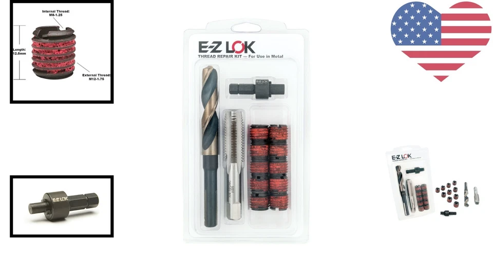 Комплексный установочный комплект M8-1.25 с самоблокирующимися вставками и инструментами - Изображение 2 из 4