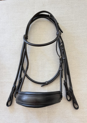 Full-size black PASSIER 'BOSTON' Rolled Dressage double bridle - Retail $995+!