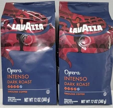 Lavazza Intenso Ground Coffee Blend Dark Roast 2~12-Ounce Bags Expires 7/30/2027