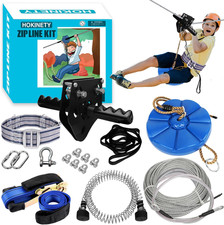 Zip Line Kit for Kids Adults : 100FT up to 380Lbs - Quick Tighten Zipline for Ba