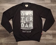 Amsterdam Holland Total Dutch Graphic Crew Neck Sweatshirt Black Mens Size Large