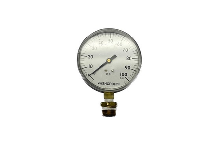#ad USED Ashcroft 0 100 psi 3 8” NPT 4” Dia. Bottom Mounted Pressure Gauge 355 06 $17.99