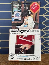 Vintage Kindergard Child Safety Latches For Cabinets and Drawers 1972 NOS ODS1