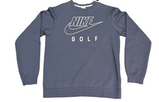 Nike Golf Club Fleece Crewneck Sweatshirt Men's S Small Navy Blue White