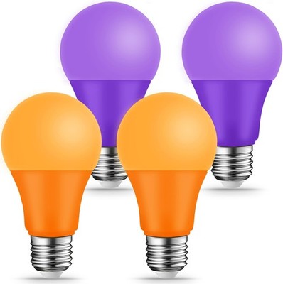 KQHBEN Orange Purple Light Bulbs - [ 4 Pack ]- 9W（60W & 