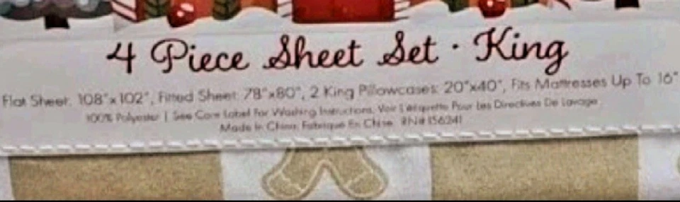 Juego de sábanas king de galletas de jengibre a cuadros de Navidad de 4 piezas NUEVO Foto 4 de 4