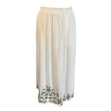 Vintage Anastasia White Embroidered Cutout Midi Skirt Boho Cottagecore Fairy L
