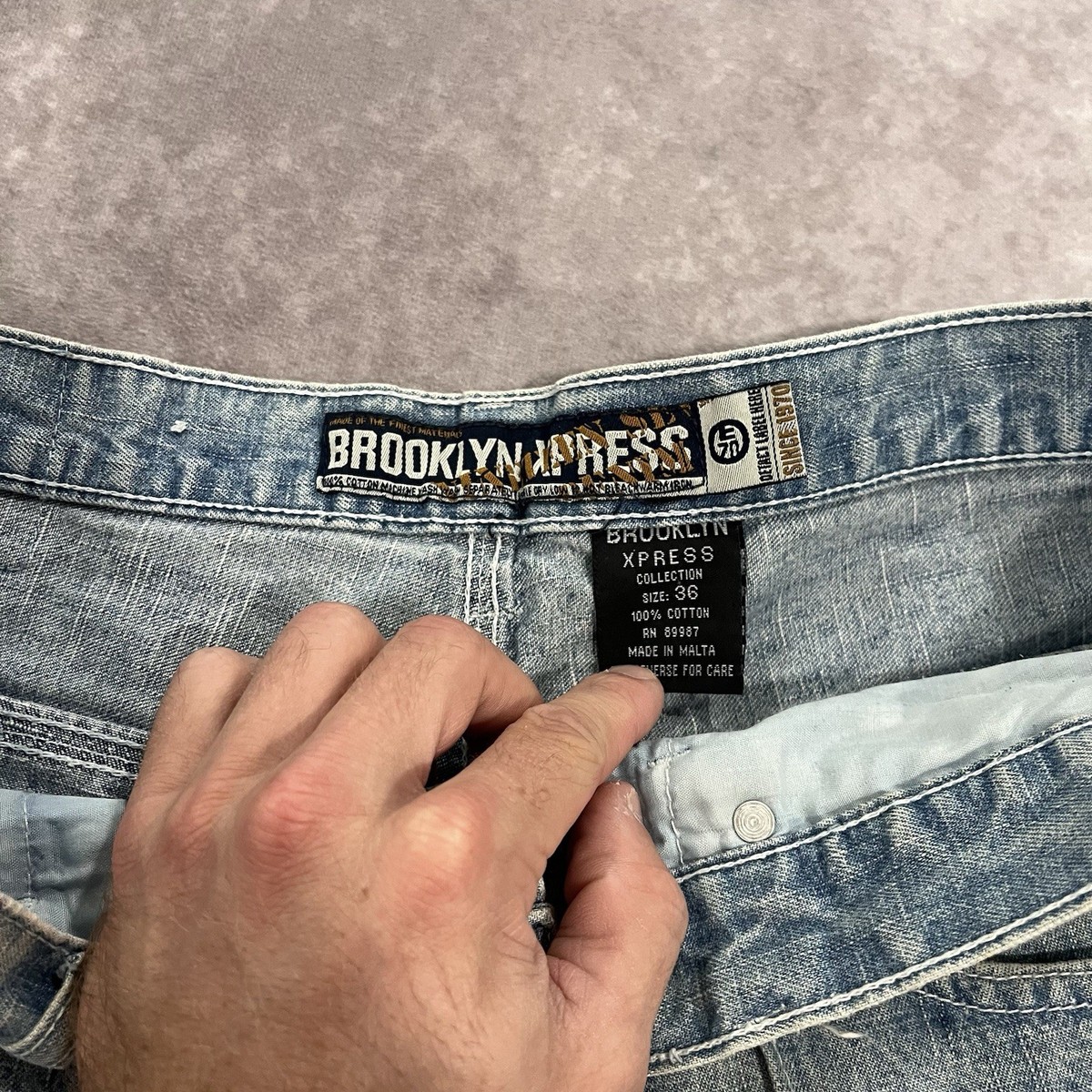 VTG Brooklyn Xpress Jeans Baggy Hip Hop Blue Denim Mens Size 36 | eBay