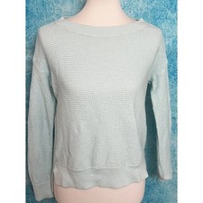 Ann Taylor Loft Sweater Blue Boat Neck Open Knit Sweater Sz Small Coastal Cozy
