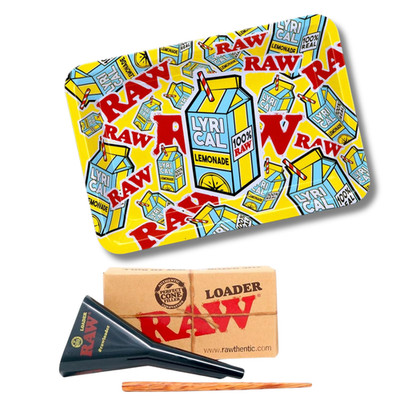 RAW x Lyrical Lemonade Rolling Tray with RAW Cone Loader 1 1/4