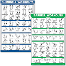 Quickfit Dumbbell Workouts and Barbell Exercise Poster Set - Laminated 2 Chart S