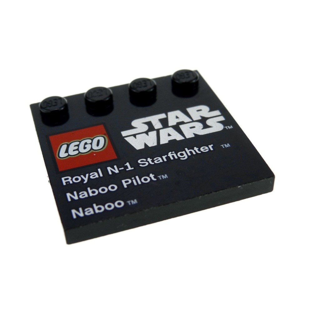 1x Lego Tile Modified 4x4 Black Printed Star Wars Naboo 9674 6179pb039