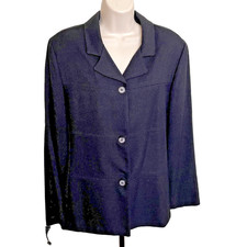 Womens Black Blazer Alfred Dunner Vintage Button Down Jacket Size 14 u