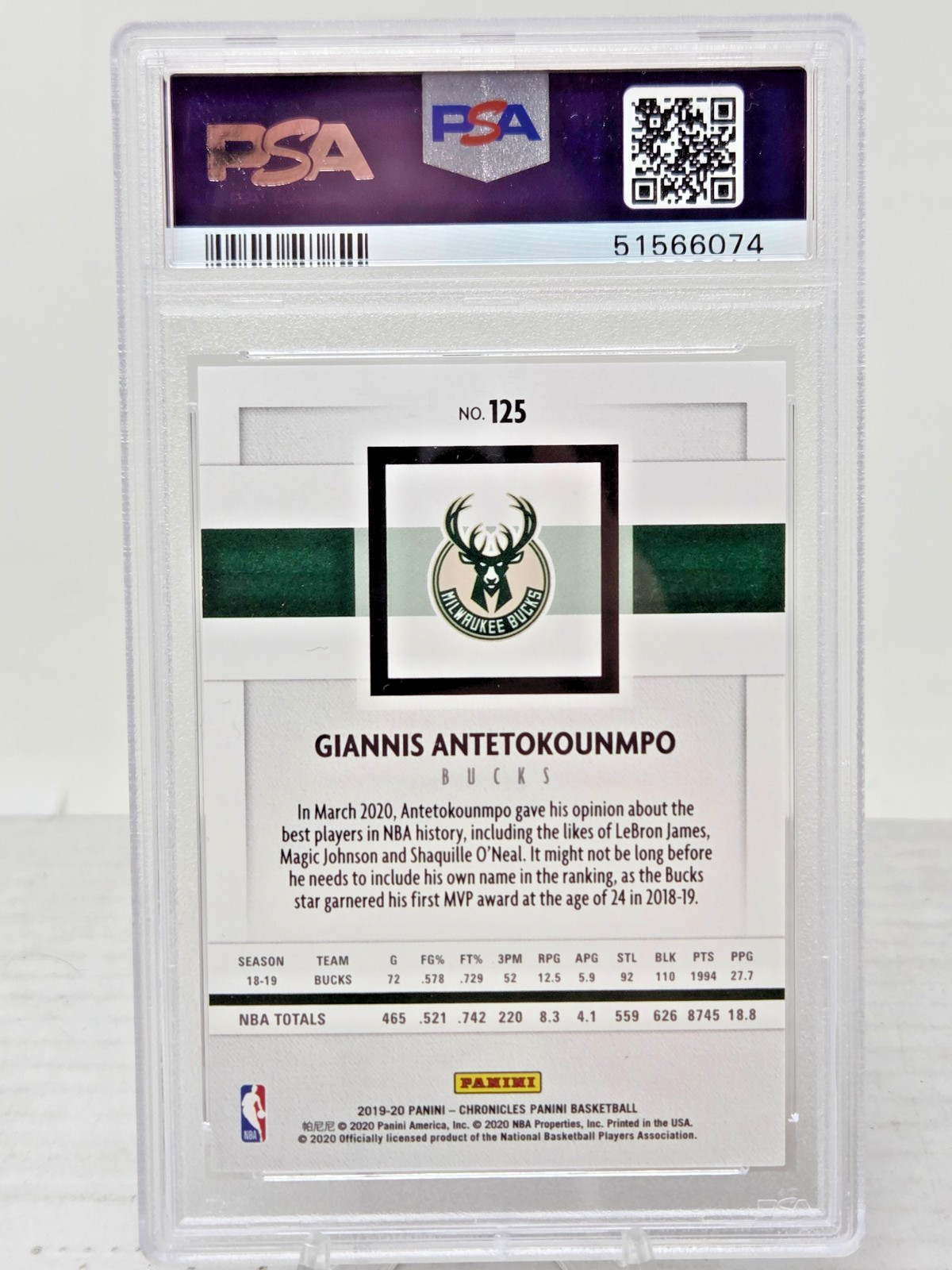 2019 Chronicles Red GIANNIS ANTETOKOUNMPO Card /149 PSA 9 MINT Pop 10 view 3