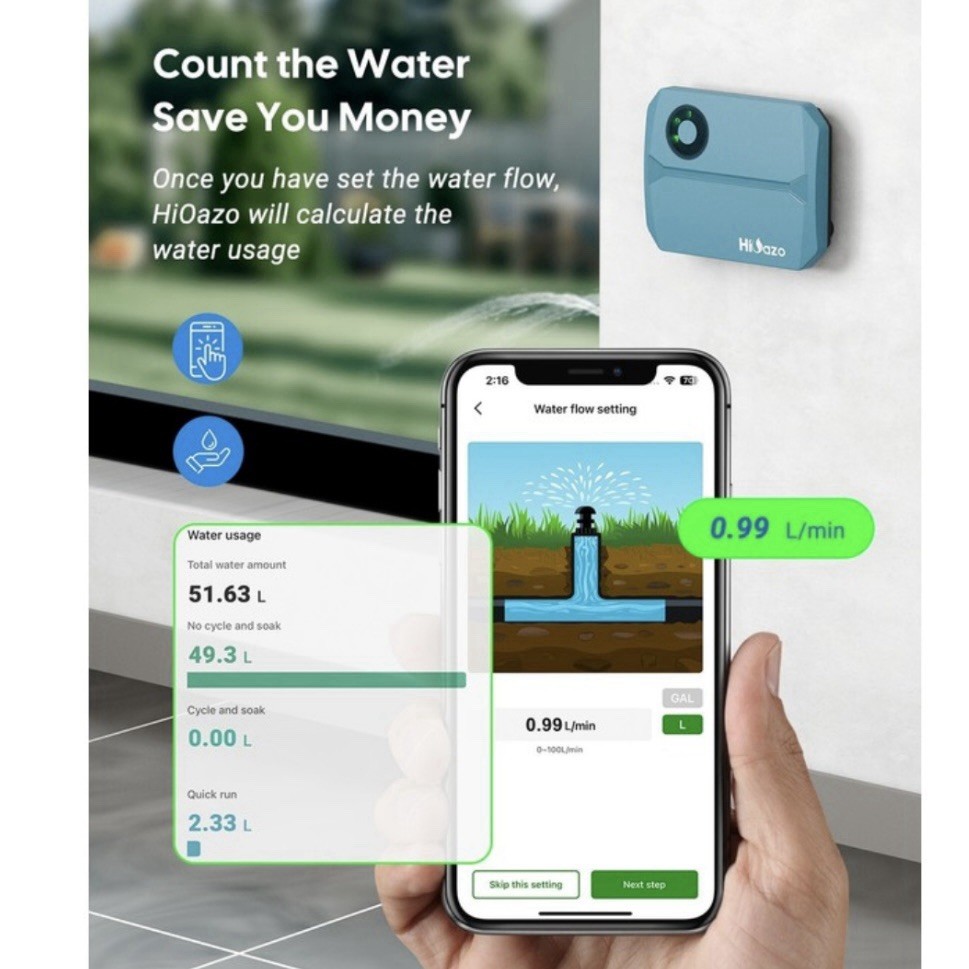 HiOazo WiFi Irrigation Controller 4-Zone Smart Remote Control & Monitoring