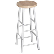 Light Oak MDF Seat Bar Stools Metal Legs Kitchen Counter High Chairs