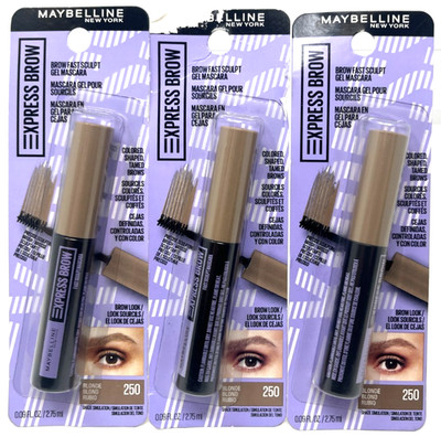 (3) Maybelline Express Brow Fast Sculpt Gel Mascara 0.09 fl oz Sealed 250 Blonde