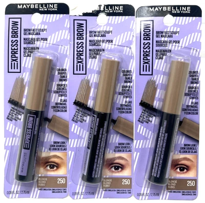 (3) Maybelline Express Brow Fast Sculpt Gel Mascara 0.09 fl oz Sealed 250 Blonde - Image 1 of 3