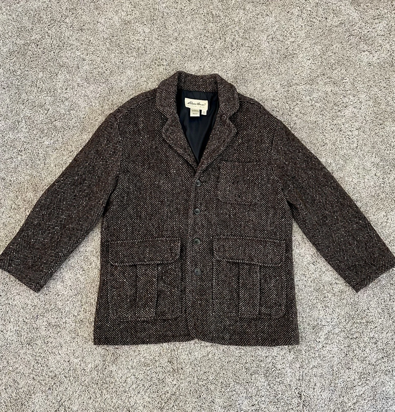 Vintage Eddie Bauer Herringbone Wool-Blend Jacket — Made in USA - product detail image 2