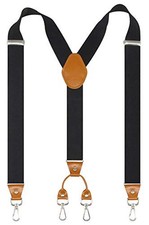 Men's Suspender Wide Adjustable and Elastic Braces Y Shape with Very Black
