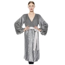 NWT ALICE + OLIVIA Anne Sequin Long Sleeve Wrap Dress Size 2
