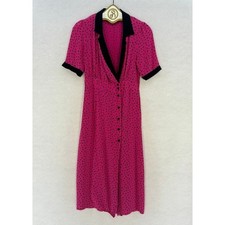 ASOS Petite Pink Floral Print Button Front Midi Dress size 6 Short Sleeve