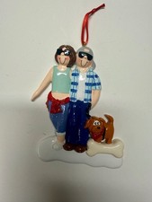 Cool Couple with Dog Personalized Christmas Ornament, Couple Ornament