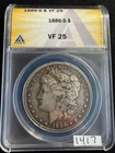 RARE 1886-S Morgan Silver Dollar $1 ANACS Certified VF25 VF 25 ESTATE COIN 1417