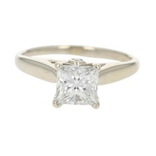 IGI 1.22ctw Princess Diamond w/ Accents Engagement Ring 14k White Gold Size 6.75