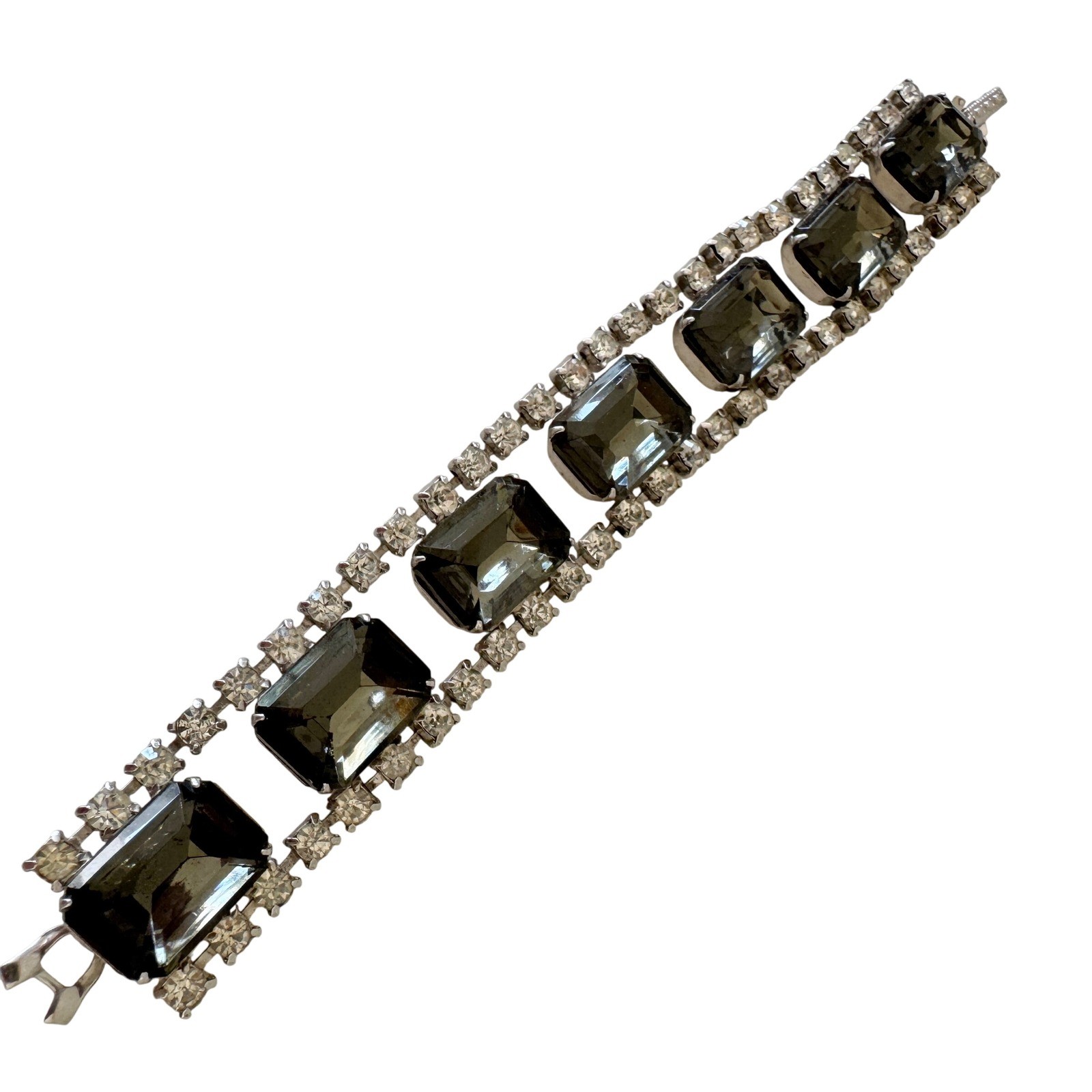 Vintage Rhinestone Statement Bracelet Emerald Cut… - image 2