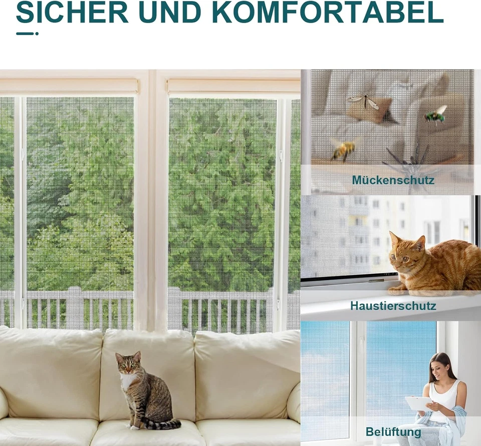 Fliegengitter Fiberglas Gewebe Grau Insektenschutz Meterware Türen Fenster Zubeh - Bild 4 von 4