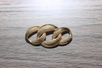 Napier Modernist Unisex Brooch Pin Gold Plated Textured Metal Circles 2.5  1960s