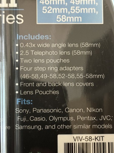 Vivitar Accessories Digital Multi-Coated 43x Wide Angle Lens w/Macro & 2.5X Tele - Picture 4 of 5