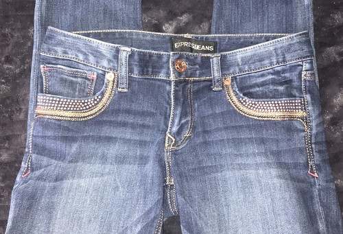 Express Stella Low Rise Bronze Studded Ankle Skinny Stretch Jeans Size 4 - Picture 5 of 8