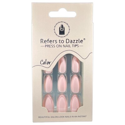  D2M Press on Nail Tips Light Pink Fake Nails, 12 Pieces 