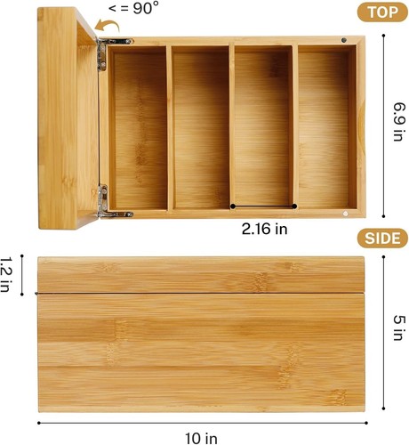 4x6 Elegant Index Card Box - Bamboo Holder with A-Z Tabs for Desk Organization - Picture 9 of 10