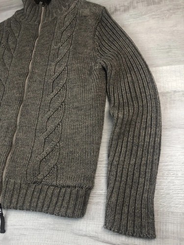 Norm Thompson Sweater Jacket Wool Blend Brown Fisherman Full Zip Collared Mens M - Picture 4 of 18