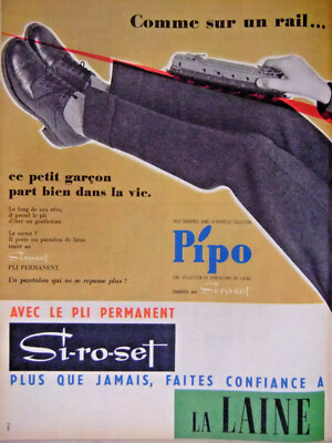 PRESSEWERBUNG 1959 PIPO SI-RO-SET LA WOOL HOSE PERMANENTFALTEN 
