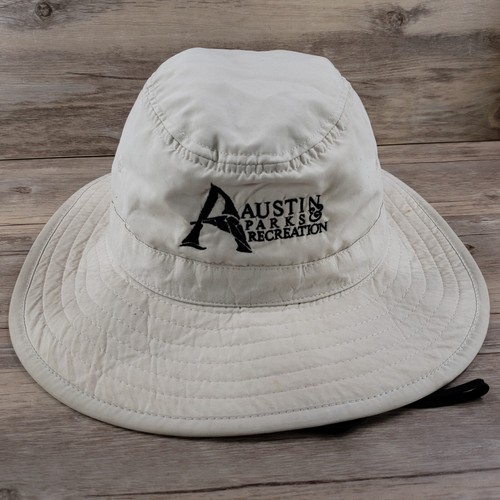 Austin Parks Recreation Hat Cap S/M Boonie Wide Brim Bucket Spell Out Strap - 第 1/9 張圖片