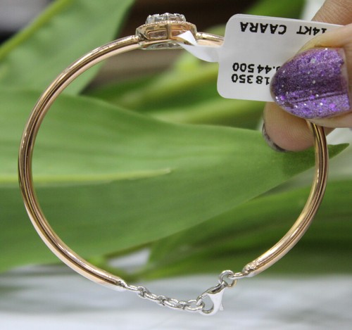 0.62ct Natural Round Diamond 14K Solid Rose Gold Wedding Heart Bracelet - Picture 3 of 5