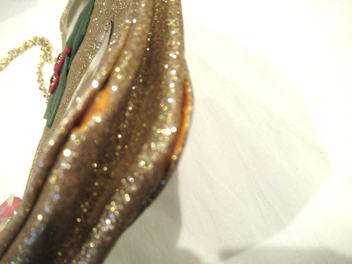 Holiday Arcade gold champagne bottle-shaped purse, figural purse - Picture 8 of 10