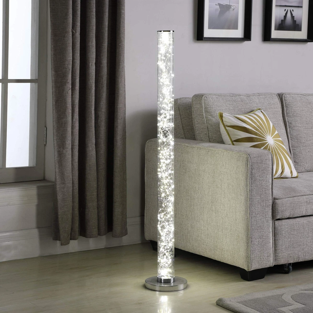 Exposed Rope Led Minari Clear and chrome Column Floor Lamp ORE