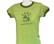 Womens Juniors David & Goliath Peas On Earth Green Ringer Novelty Tee T-Shirt 