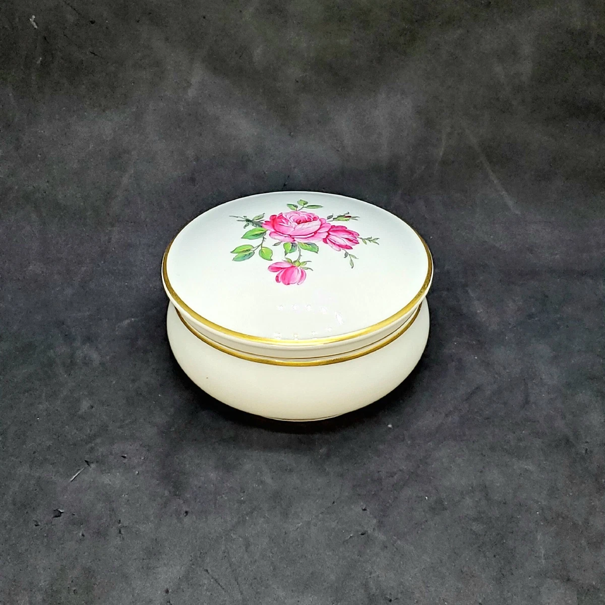 Antique KPM Porcelain Trinket Dish Roses Gold Trim Signed Numbered