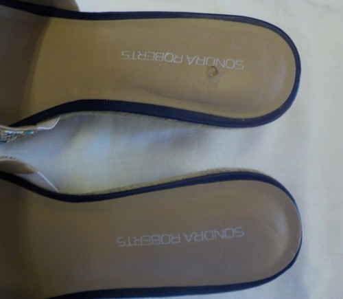 Sondra Roberts 4" Wedge Heeled Sandals Size 11 M NWOT Beaded Front Jute Outsole - Picture 4 of 12