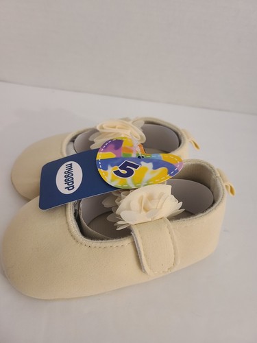 Myggpp Baby Girls Sz5 (12-15mo) Princess Shoes Tan w/ Tan Floral Headband NEW - Picture 9 of 12
