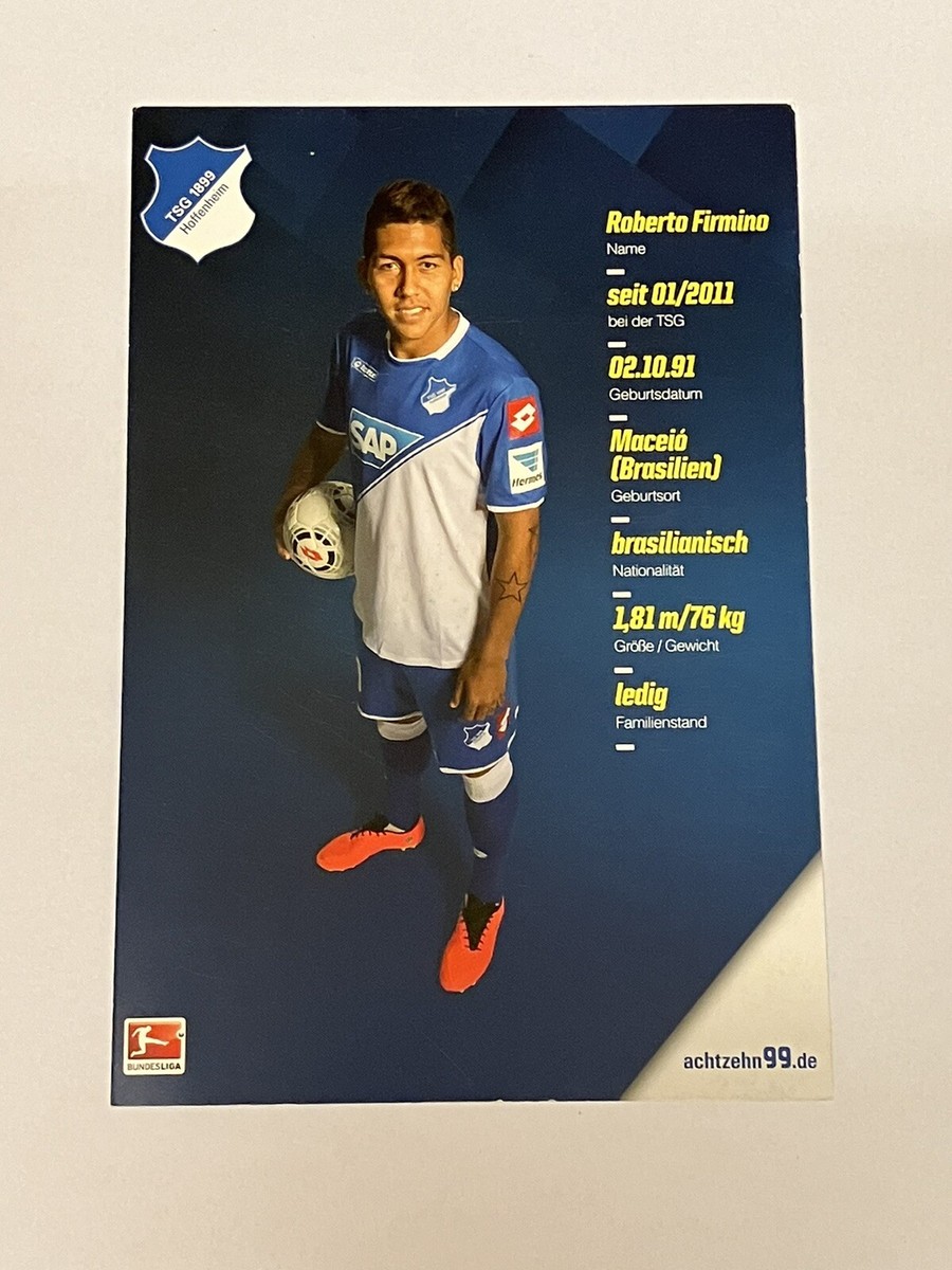 Bobby Firmino 2014-15 Original Hand Signed Hoffenheim Autograph Card Liverpool